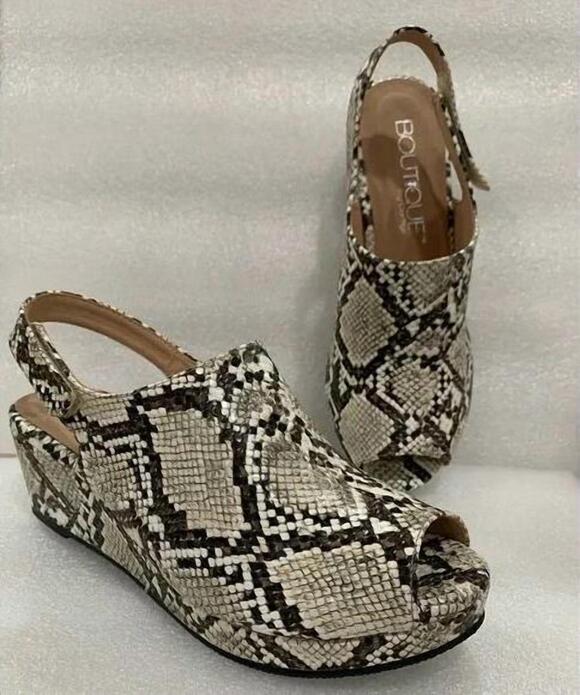 CORKYS FOOTWEAR Shoes - NEW CORKYS FOOTWEAR women's snake peep toe wedge sandal in black and white